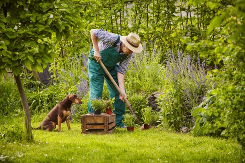 Gardening staff training session on-site with supervisor